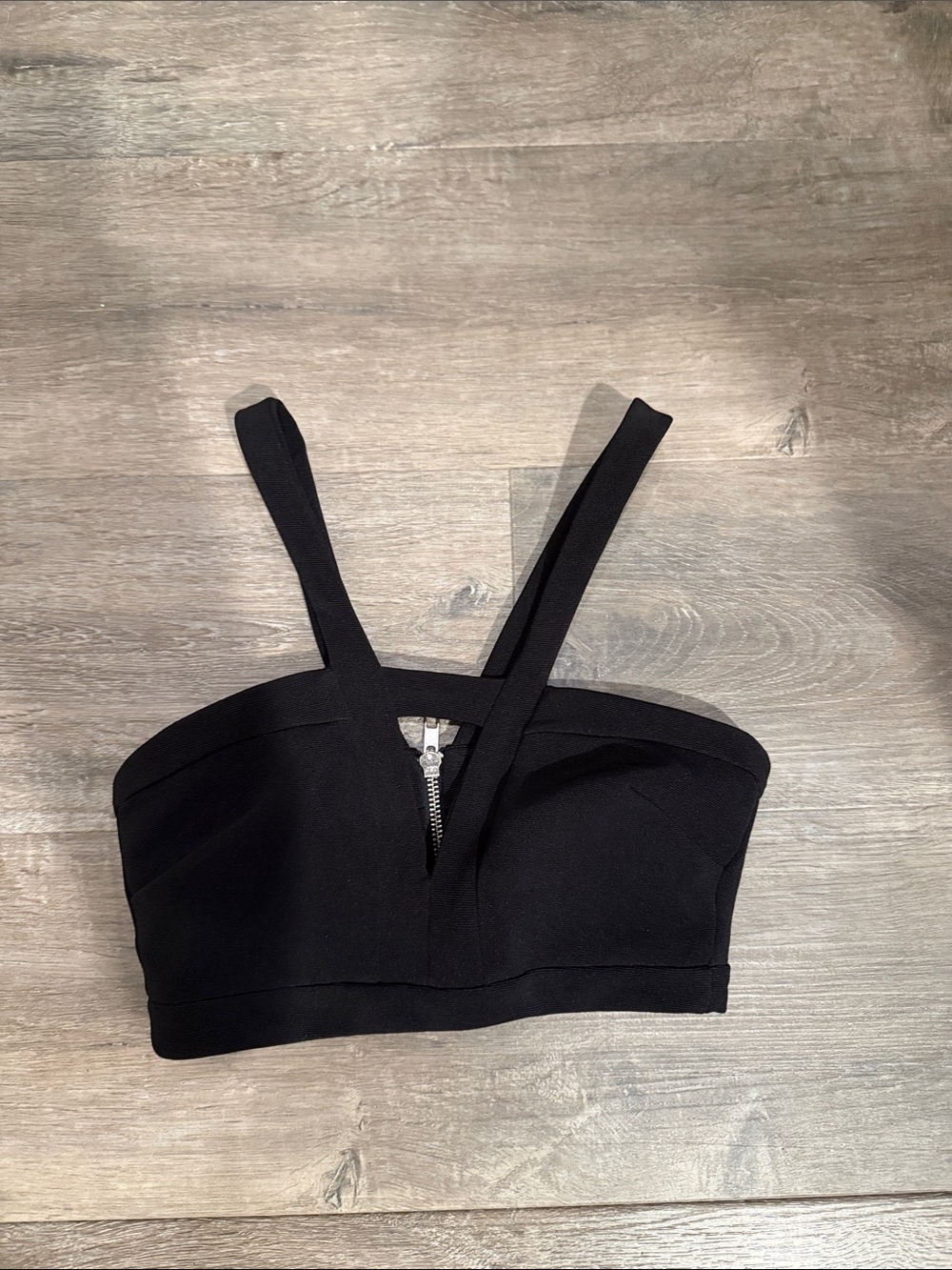 Black Crop Top zipper back